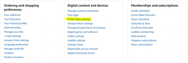 Cancel Twith Prime Instructions - Amazon Settings