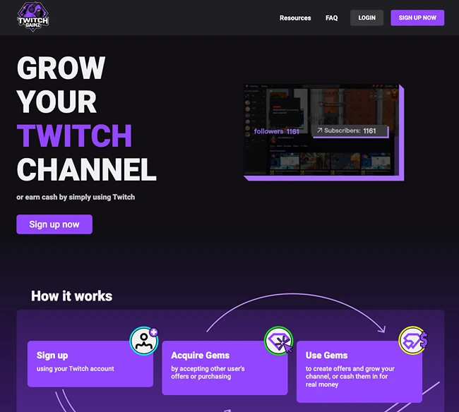 Sign Up for Twitch Gainz: Begin by opening TwitchGainz.com and signing up – it’s free. You’ll simply use your Twitch login credentials to create an account.